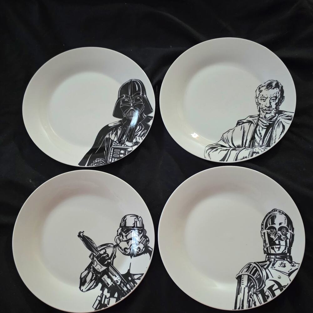 Zak! Designs Star Wars 4 Plate Set Darth Vader Obi-Wan Stormtrooper C-3PO
